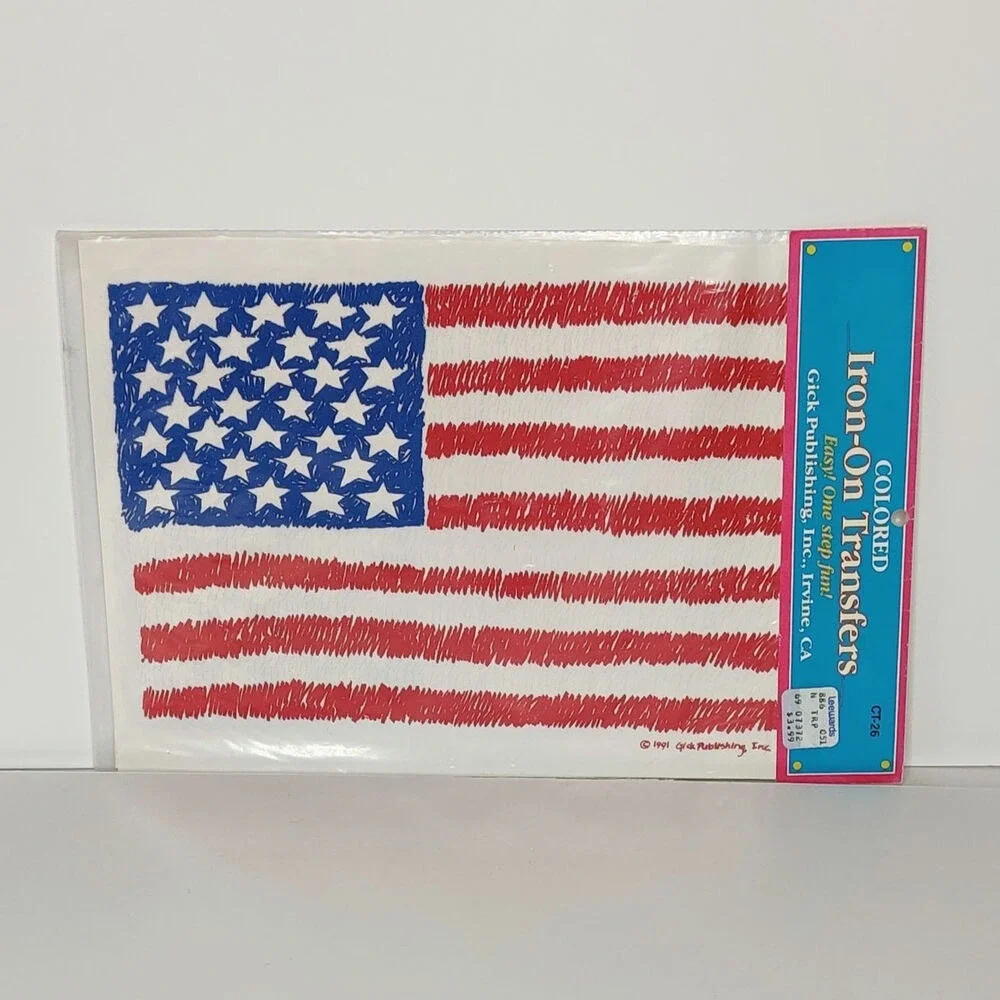 Gick Publishing American Flag Red White and Blue Iron‎ On Transfer Vintage 1991
